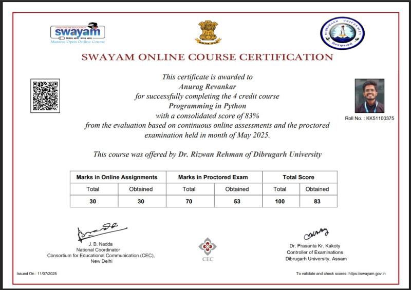 Python Programming Certificate