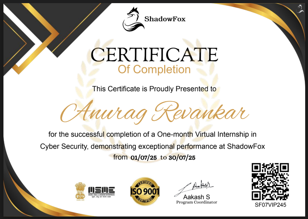 ShadowFox Certificate